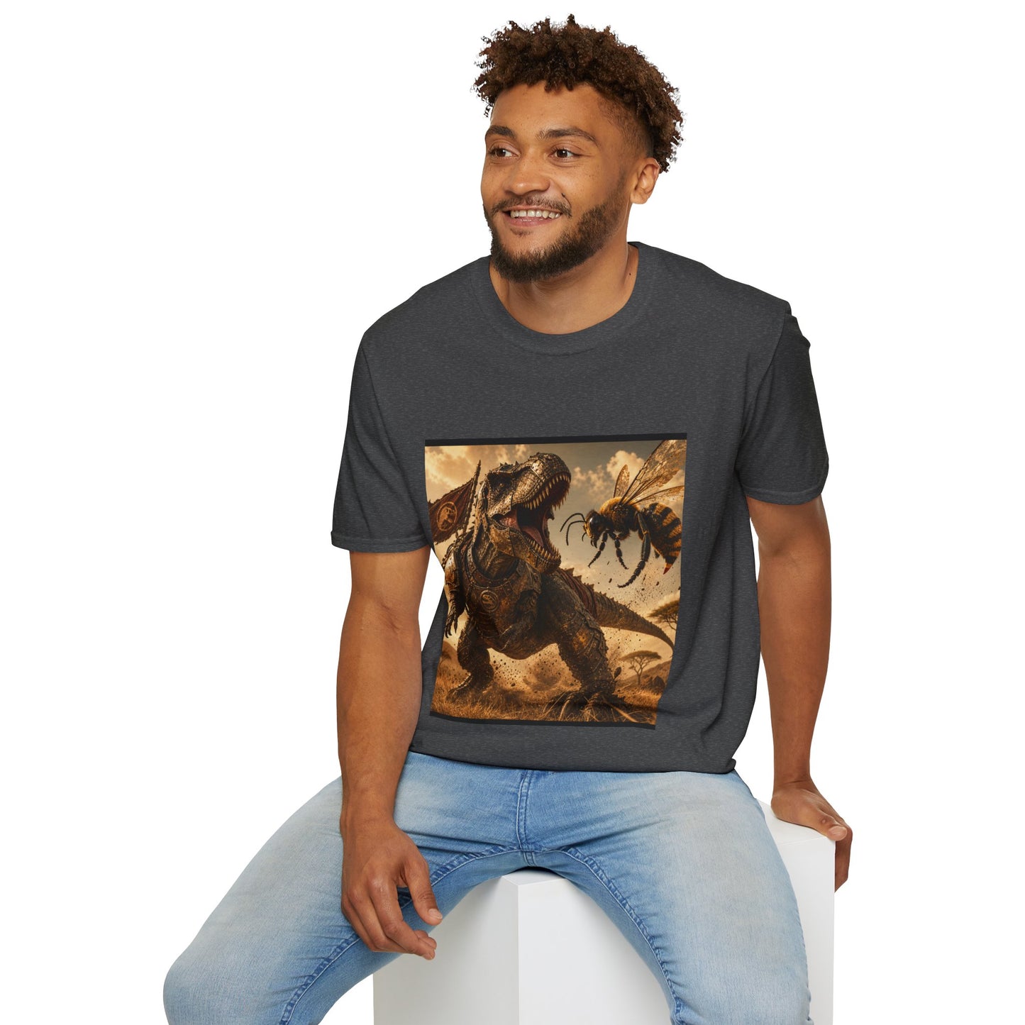 T‑Shirt — Dino vs. Giant Hornet Graphic Tee