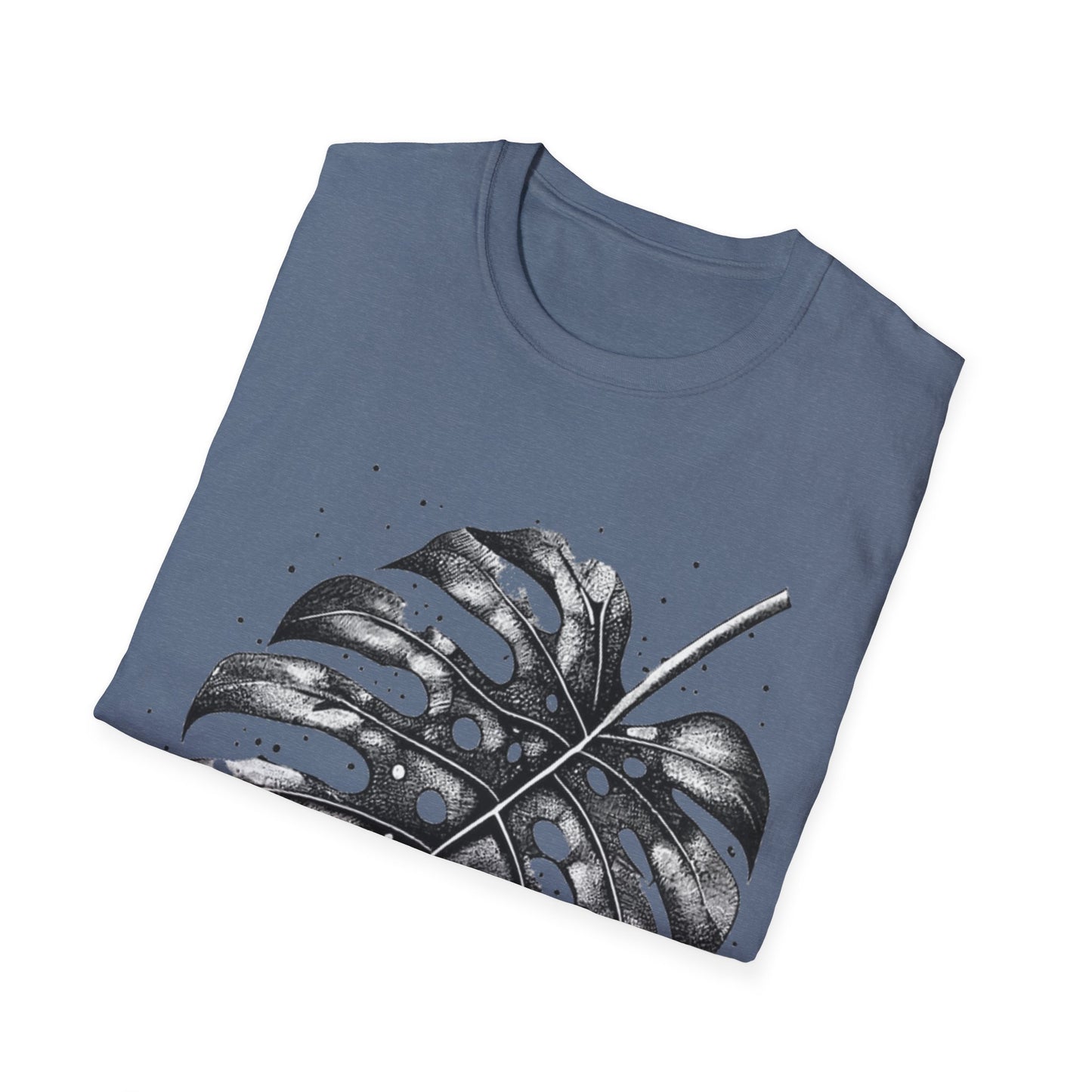 Monstera Leaf Tee — Botanical Black & White Graphic T-Shirt