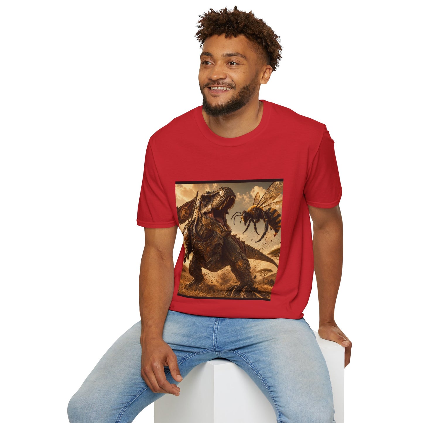 T‑Shirt — Dino vs. Giant Hornet Graphic Tee