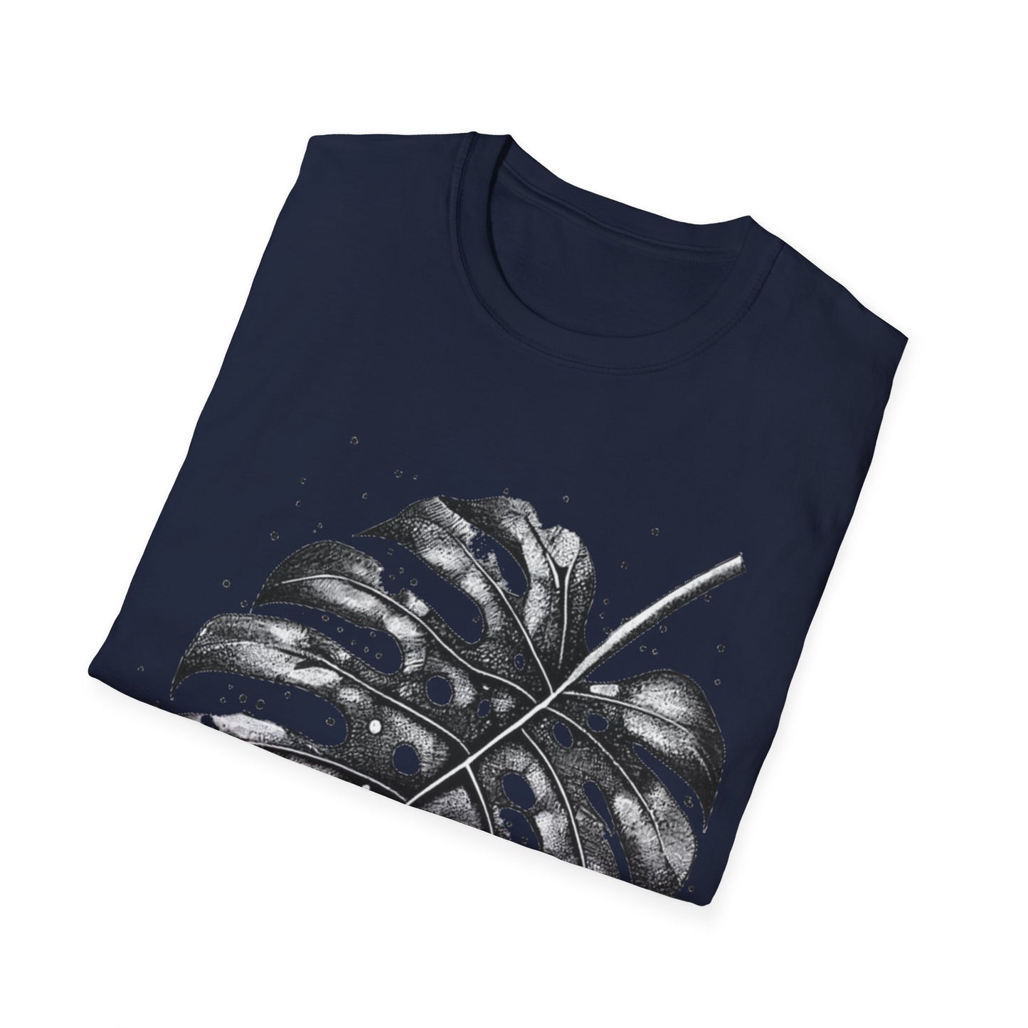 Monstera Leaf Tee — Botanical Black & White Graphic T-Shirt