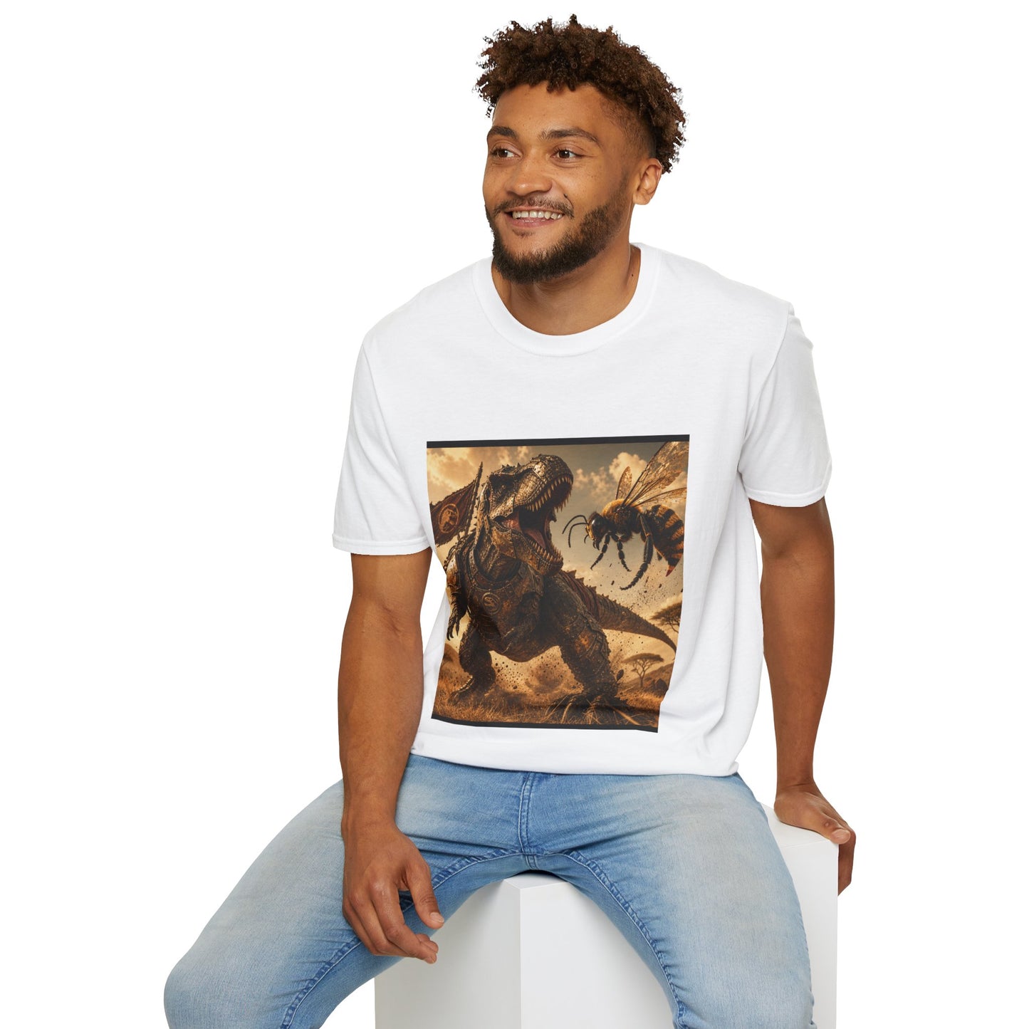 T‑Shirt — Dino vs. Giant Hornet Graphic Tee