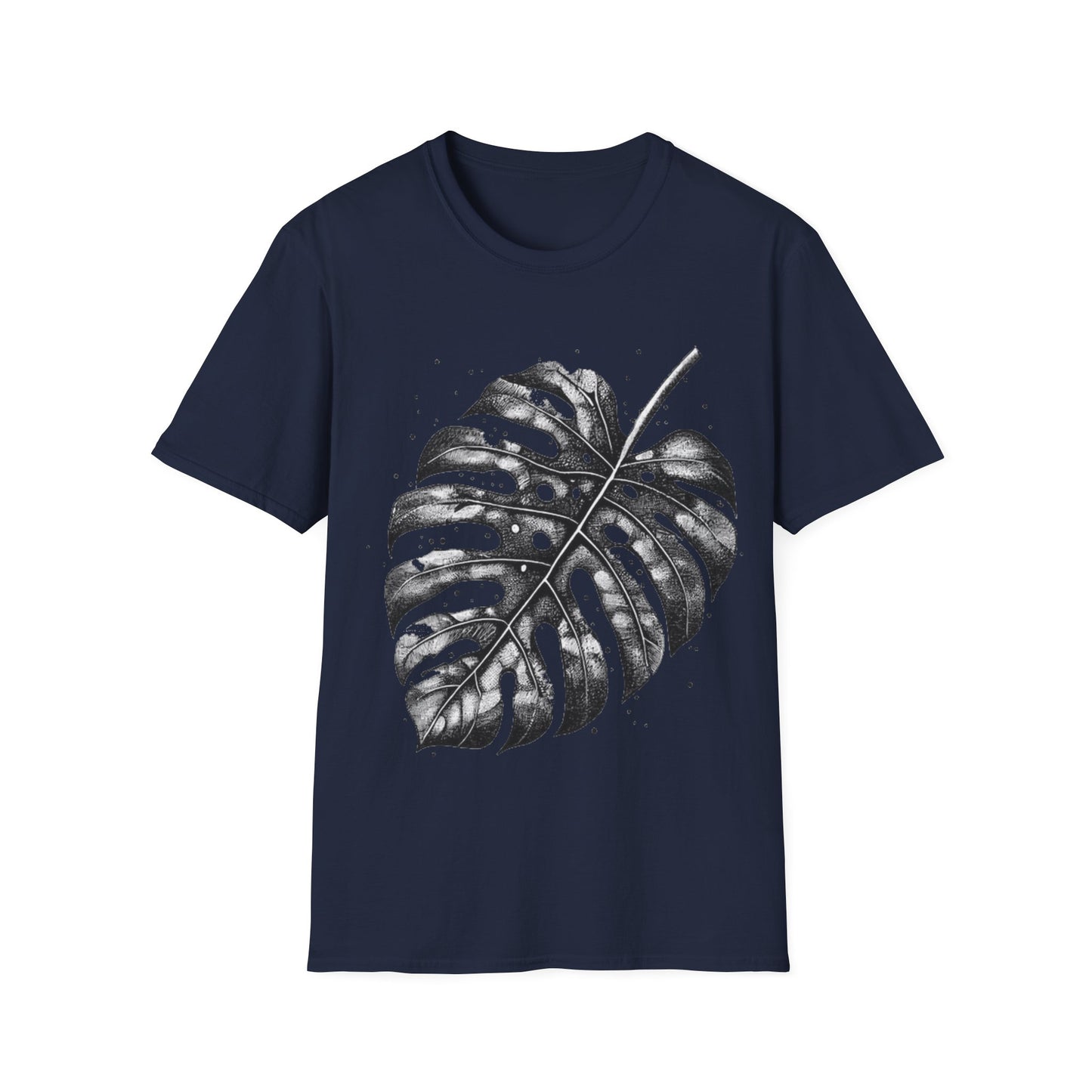 Monstera Leaf Tee — Botanical Black & White Graphic T-Shirt