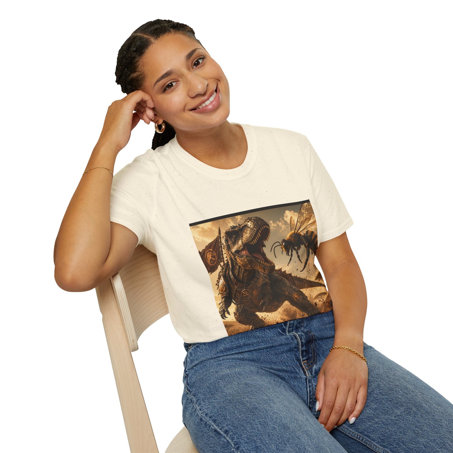 T‑Shirt — Dino vs. Giant Hornet Graphic Tee