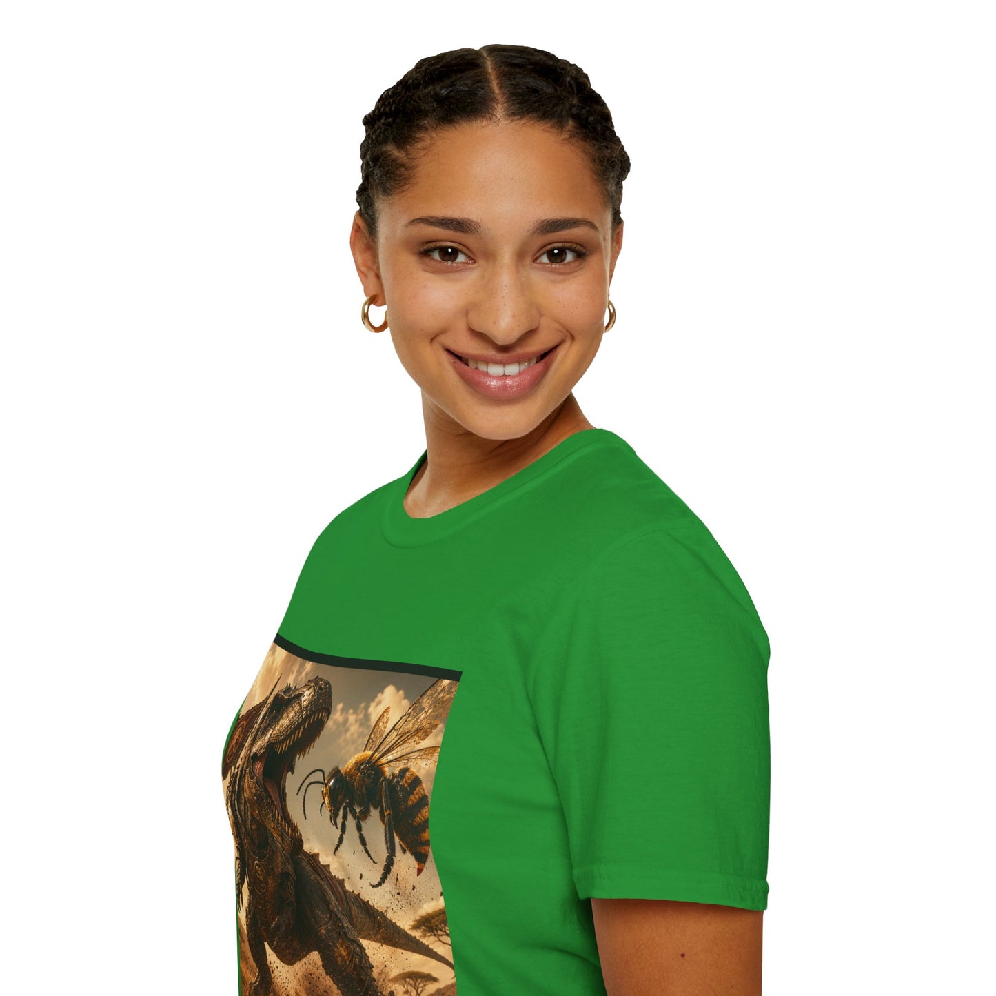T‑Shirt — Dino vs. Giant Hornet Graphic Tee