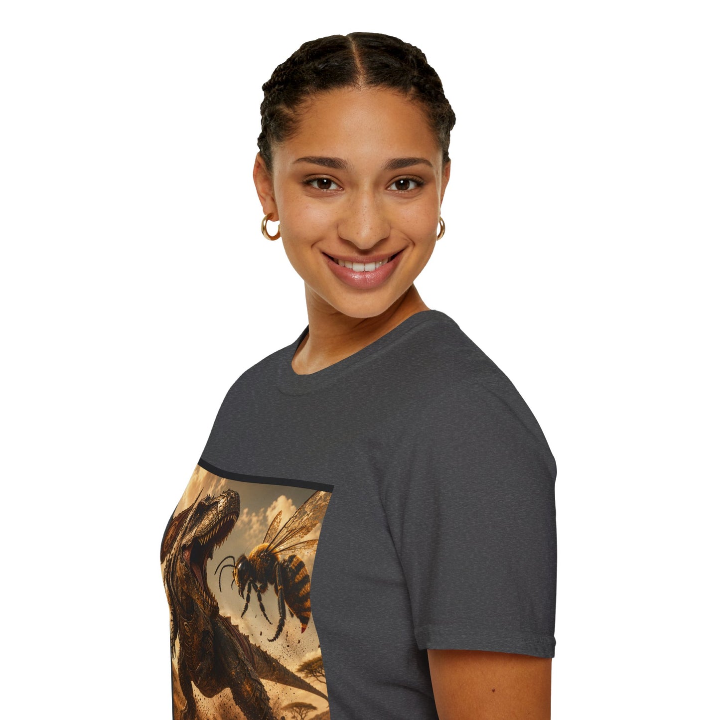 T‑Shirt — Dino vs. Giant Hornet Graphic Tee