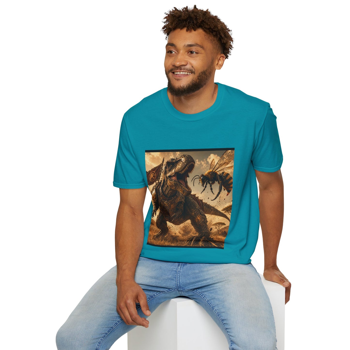 T‑Shirt — Dino vs. Giant Hornet Graphic Tee