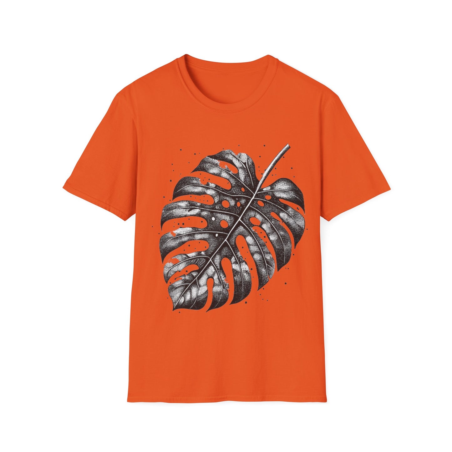 Monstera Leaf Tee — Botanical Black & White Graphic T-Shirt