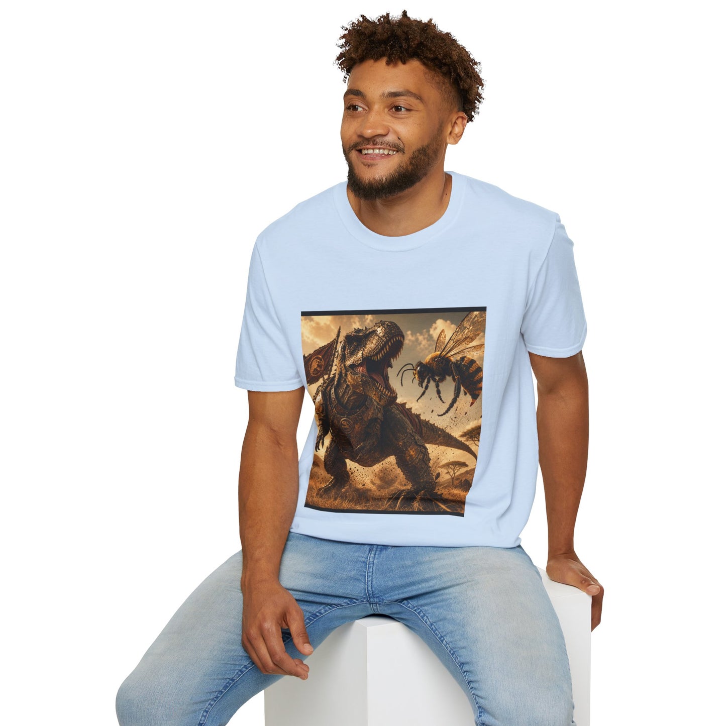 T‑Shirt — Dino vs. Giant Hornet Graphic Tee