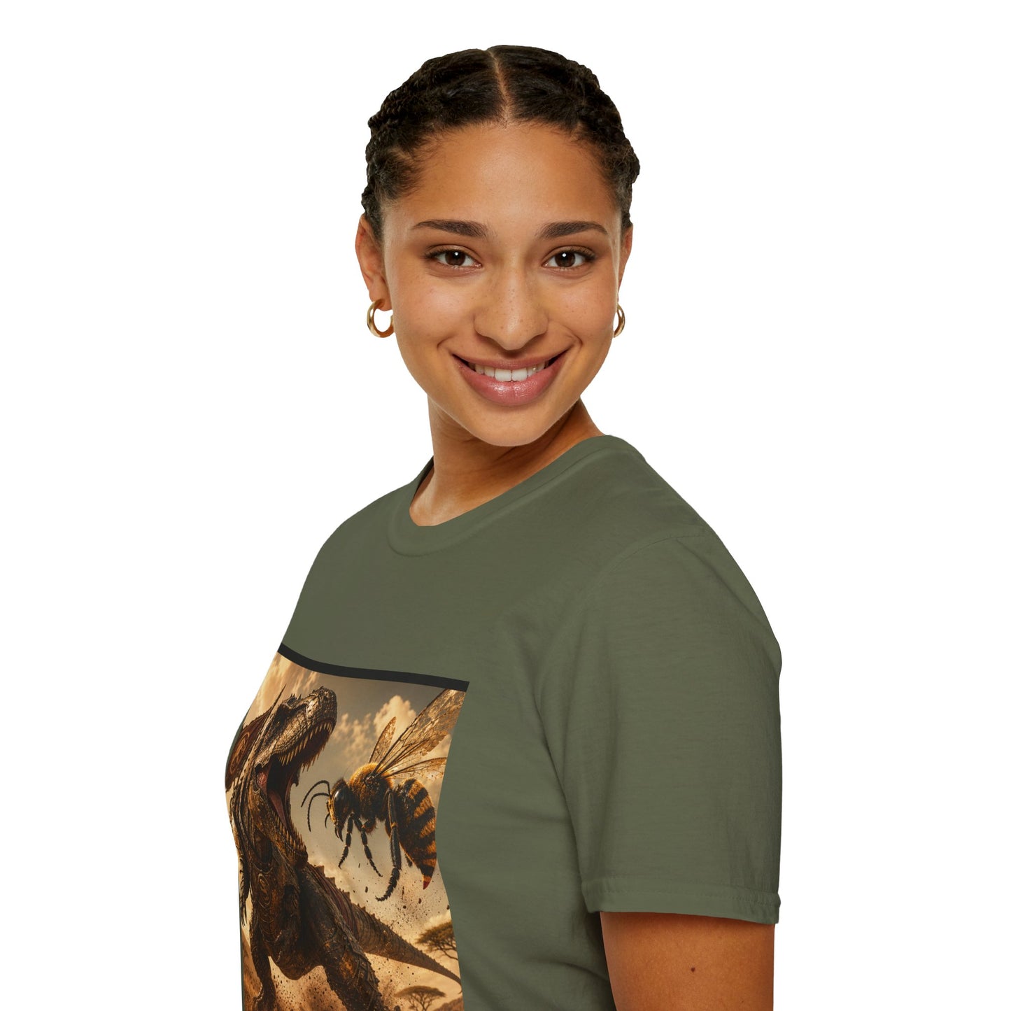 T‑Shirt — Dino vs. Giant Hornet Graphic Tee
