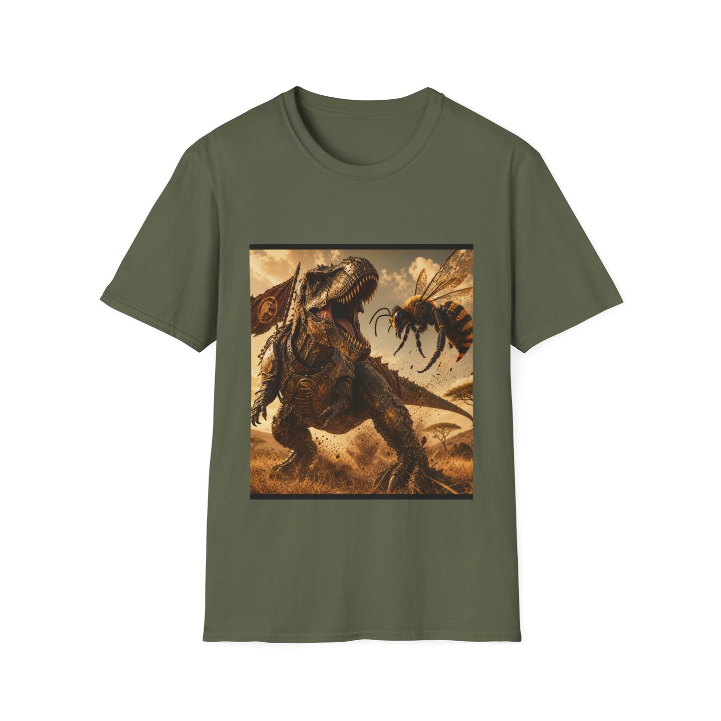 T‑Shirt — Dino vs. Giant Hornet Graphic Tee