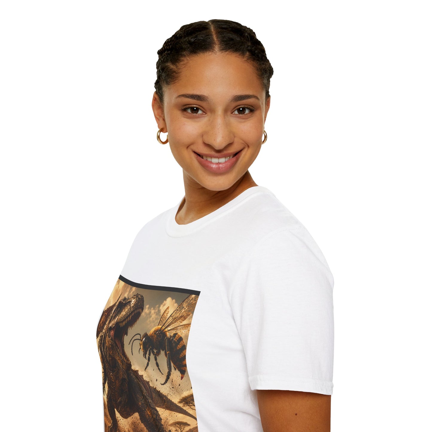 T‑Shirt — Dino vs. Giant Hornet Graphic Tee