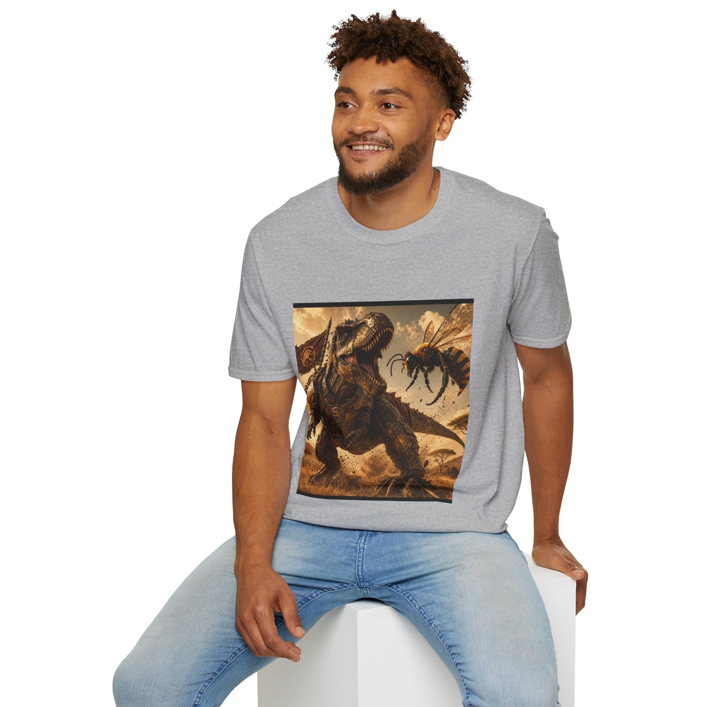 T‑Shirt — Dino vs. Giant Hornet Graphic Tee