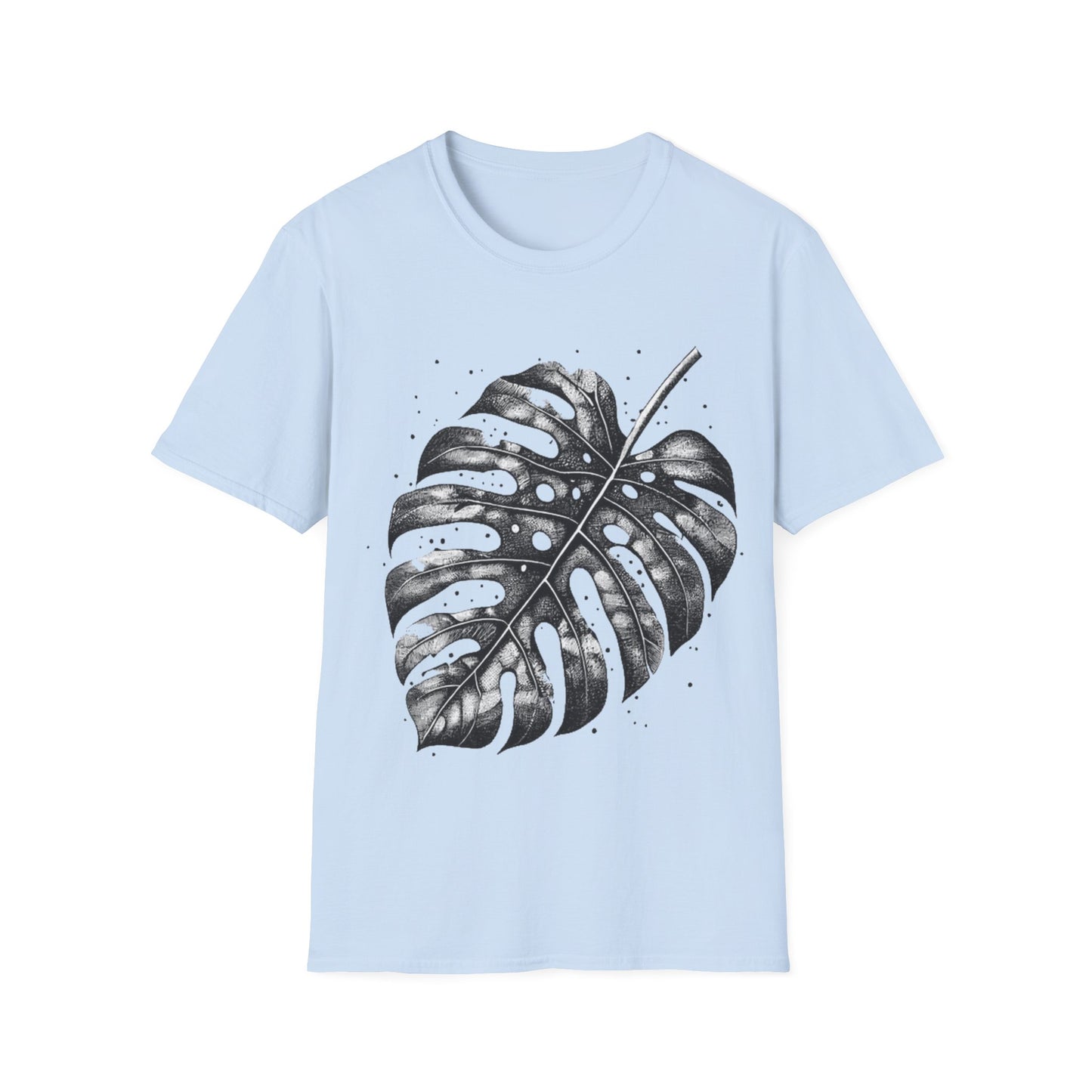 Monstera Leaf Tee — Botanical Black & White Graphic T-Shirt