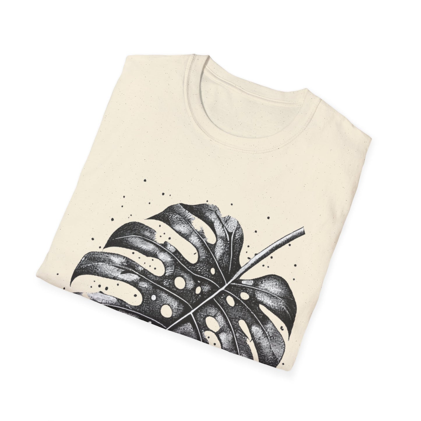 Monstera Leaf Tee — Botanical Black & White Graphic T-Shirt