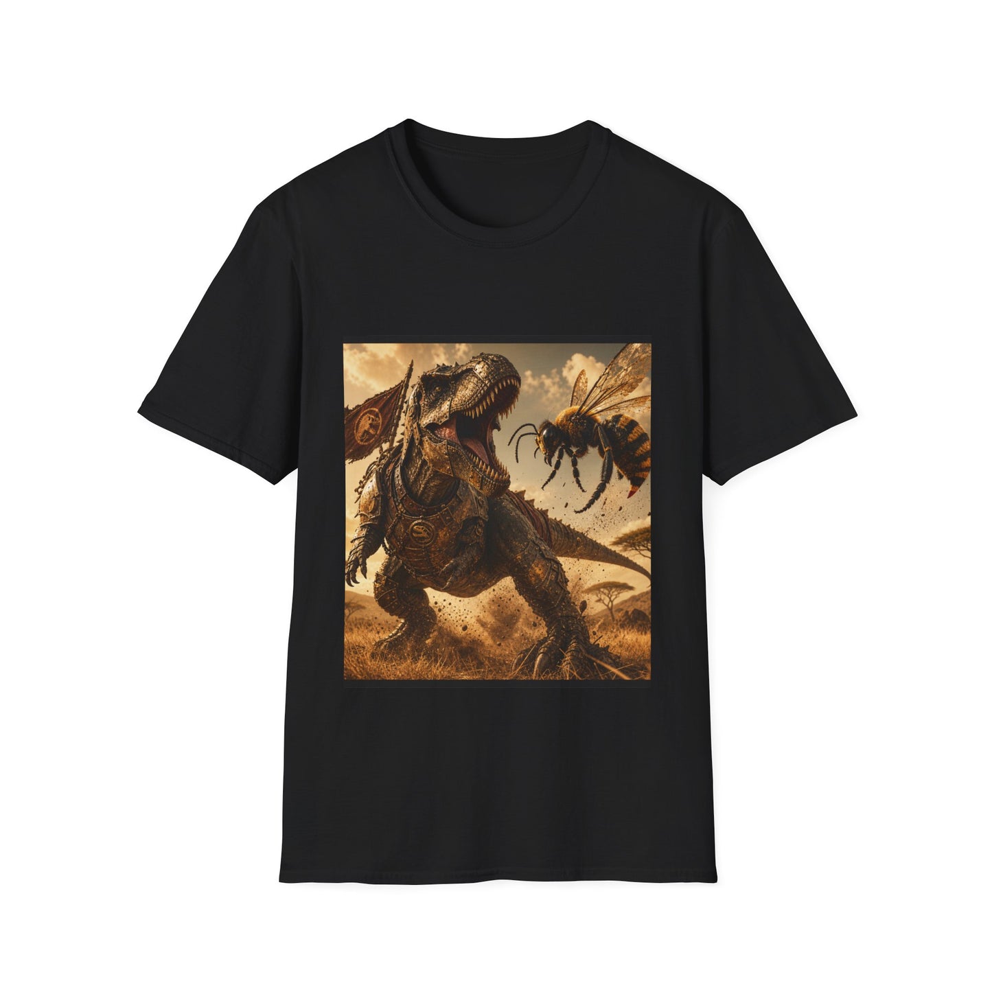 T‑Shirt — Dino vs. Giant Hornet Graphic Tee