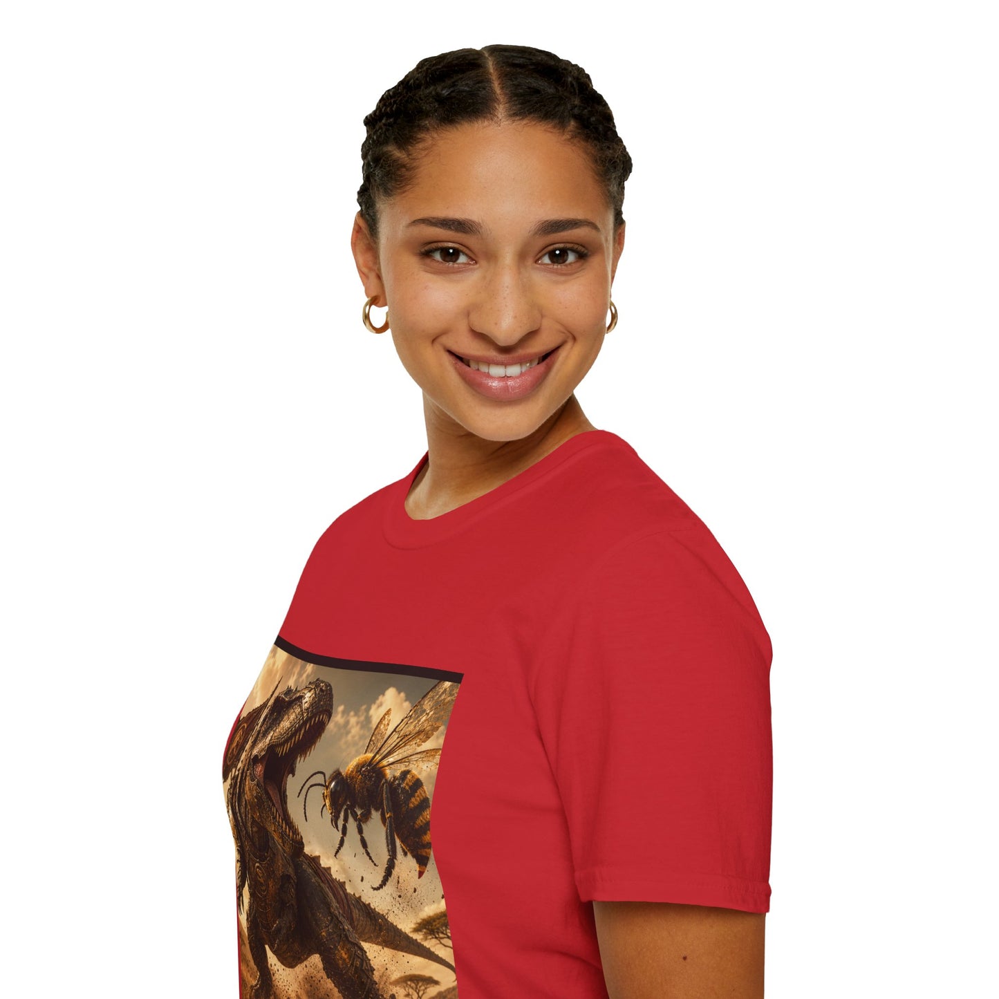 T‑Shirt — Dino vs. Giant Hornet Graphic Tee
