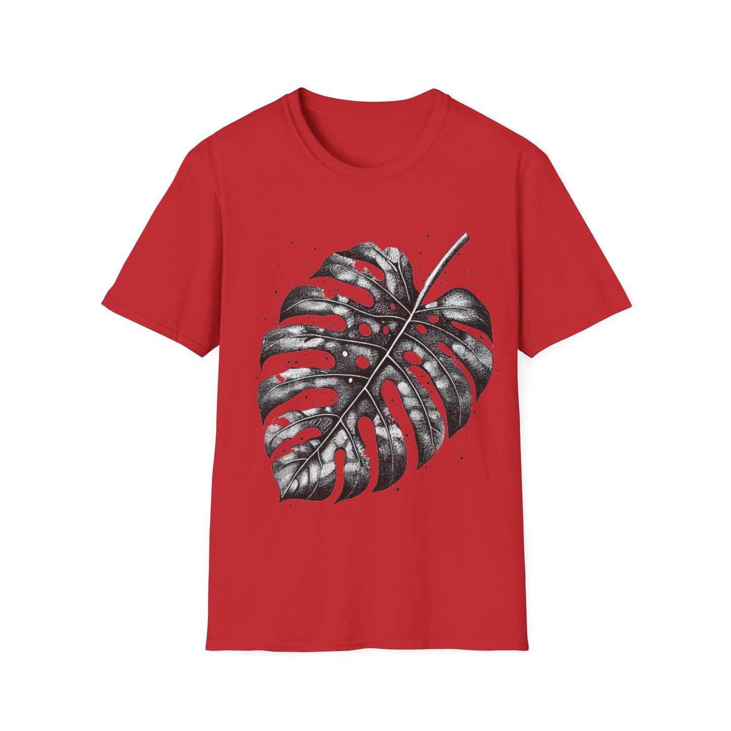 Monstera Leaf Tee — Botanical Black & White Graphic T-Shirt