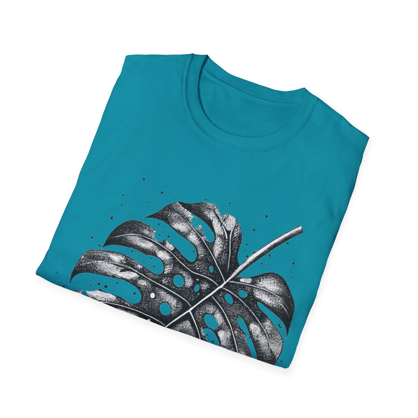 Monstera Leaf Tee — Botanical Black & White Graphic T-Shirt