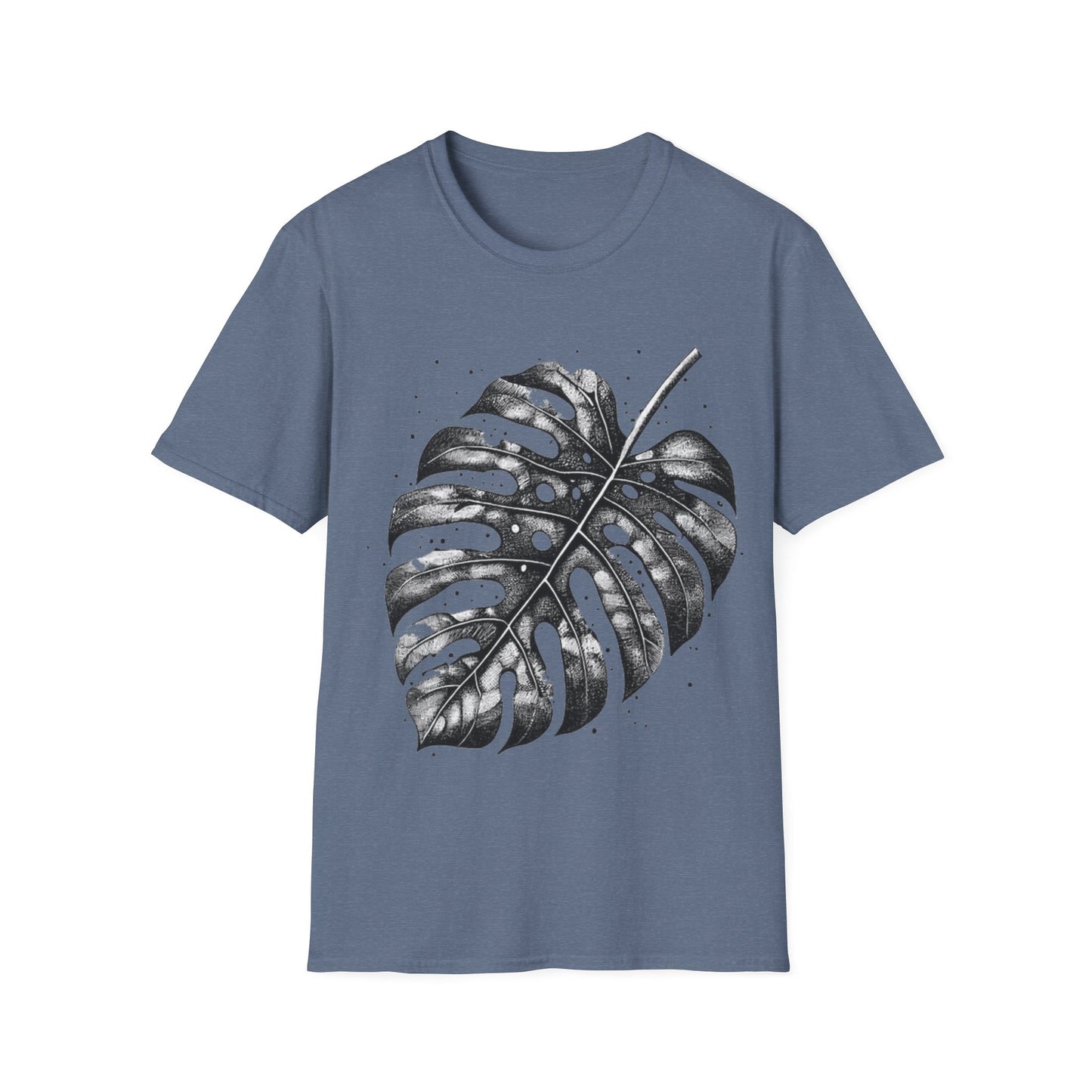 Monstera Leaf Tee — Botanical Black & White Graphic T-Shirt
