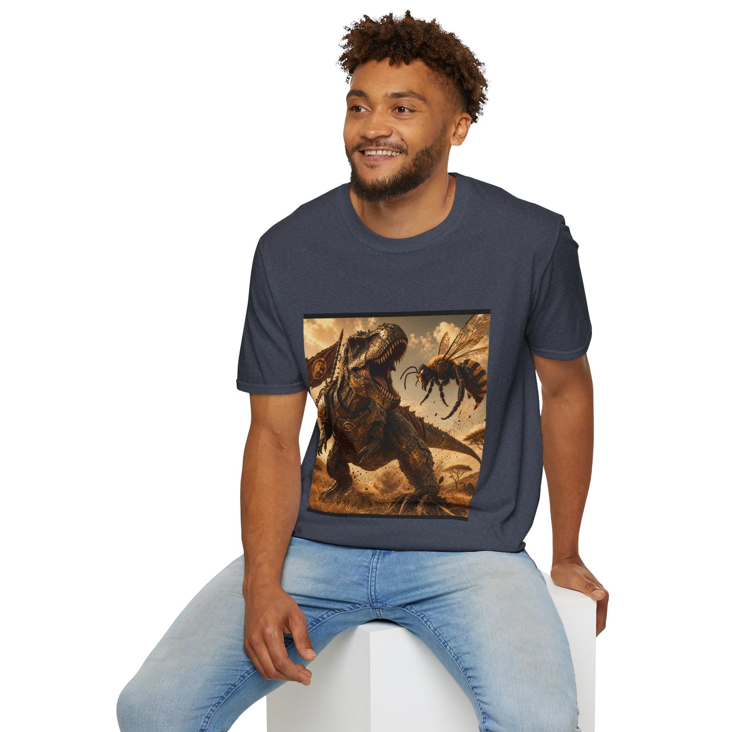 T‑Shirt — Dino vs. Giant Hornet Graphic Tee