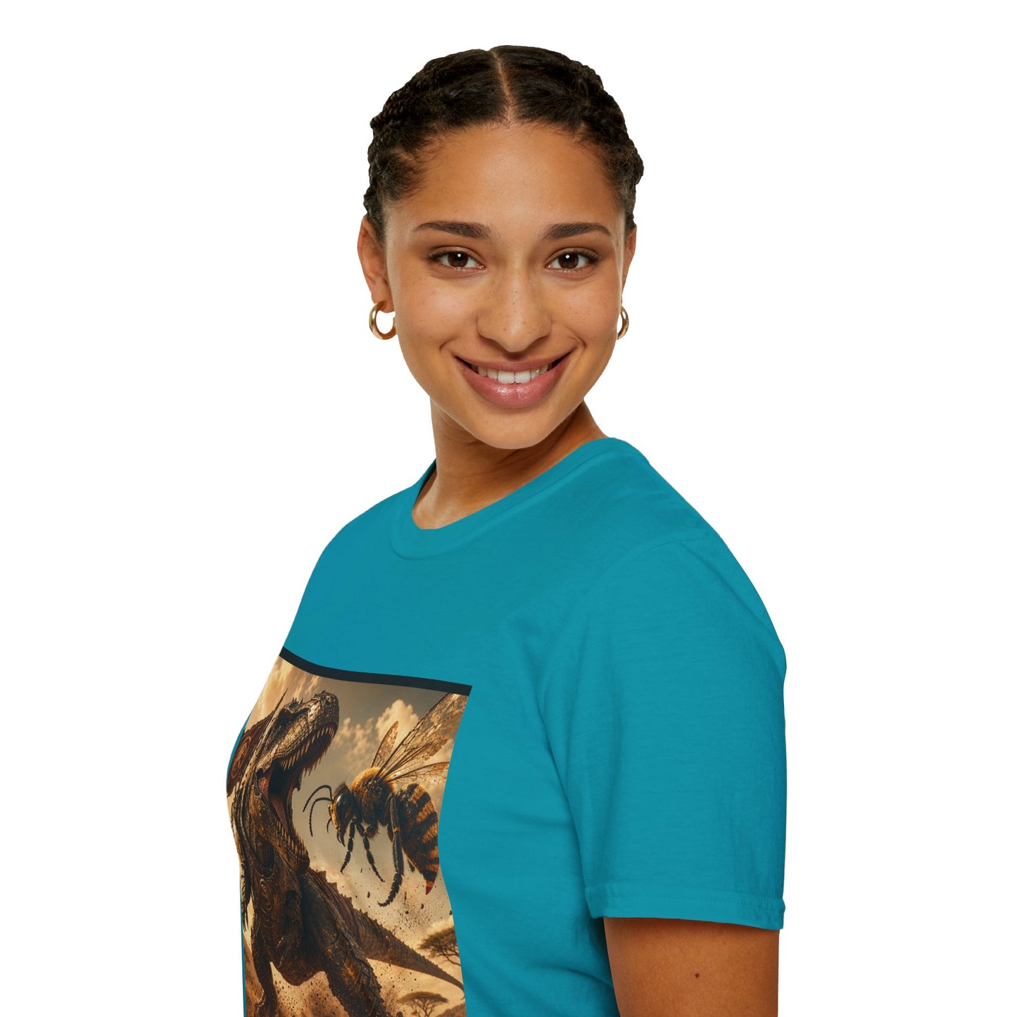 T‑Shirt — Dino vs. Giant Hornet Graphic Tee