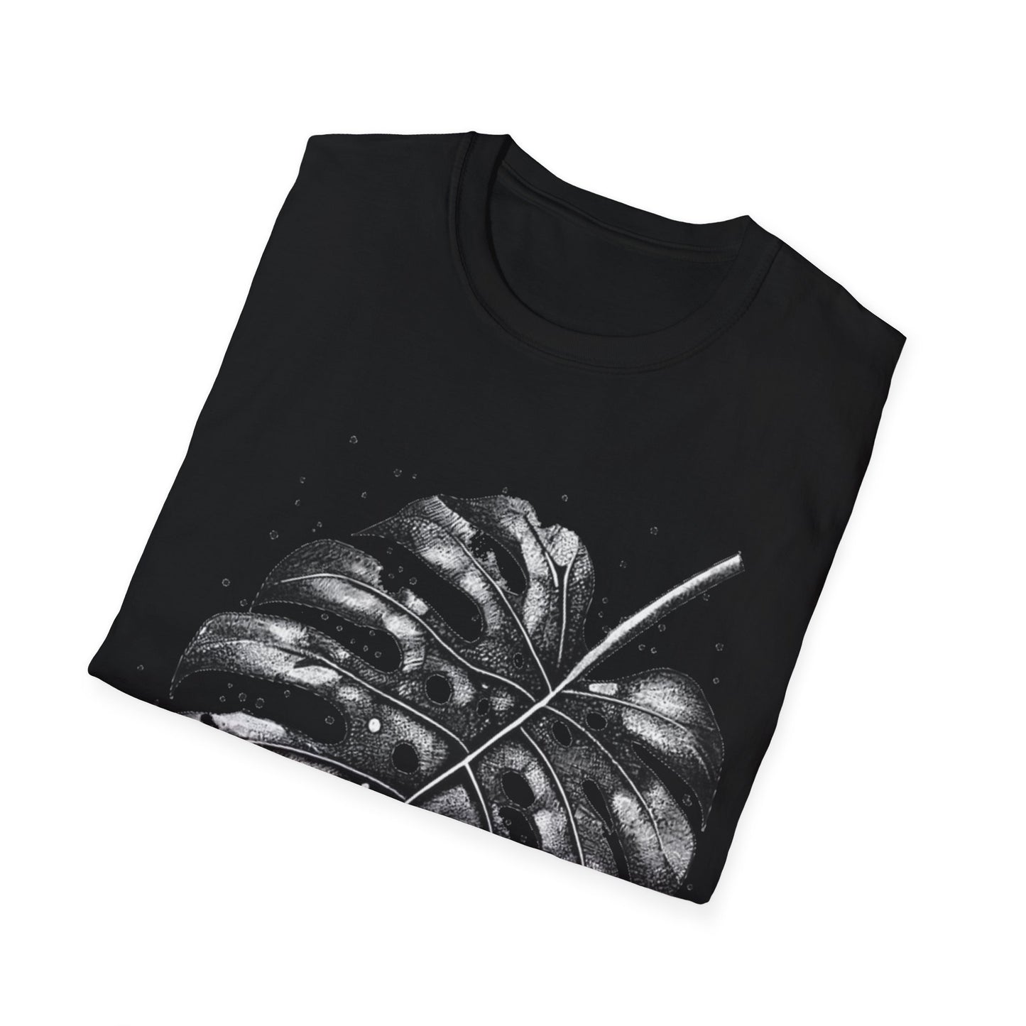 Monstera Leaf Tee — Botanical Black & White Graphic T-Shirt