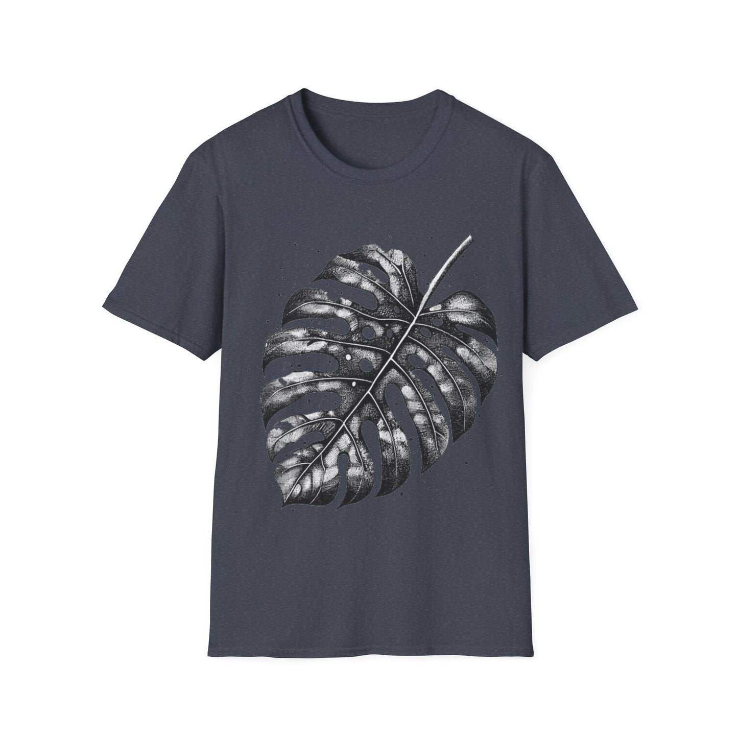 Monstera Leaf Tee — Botanical Black & White Graphic T-Shirt