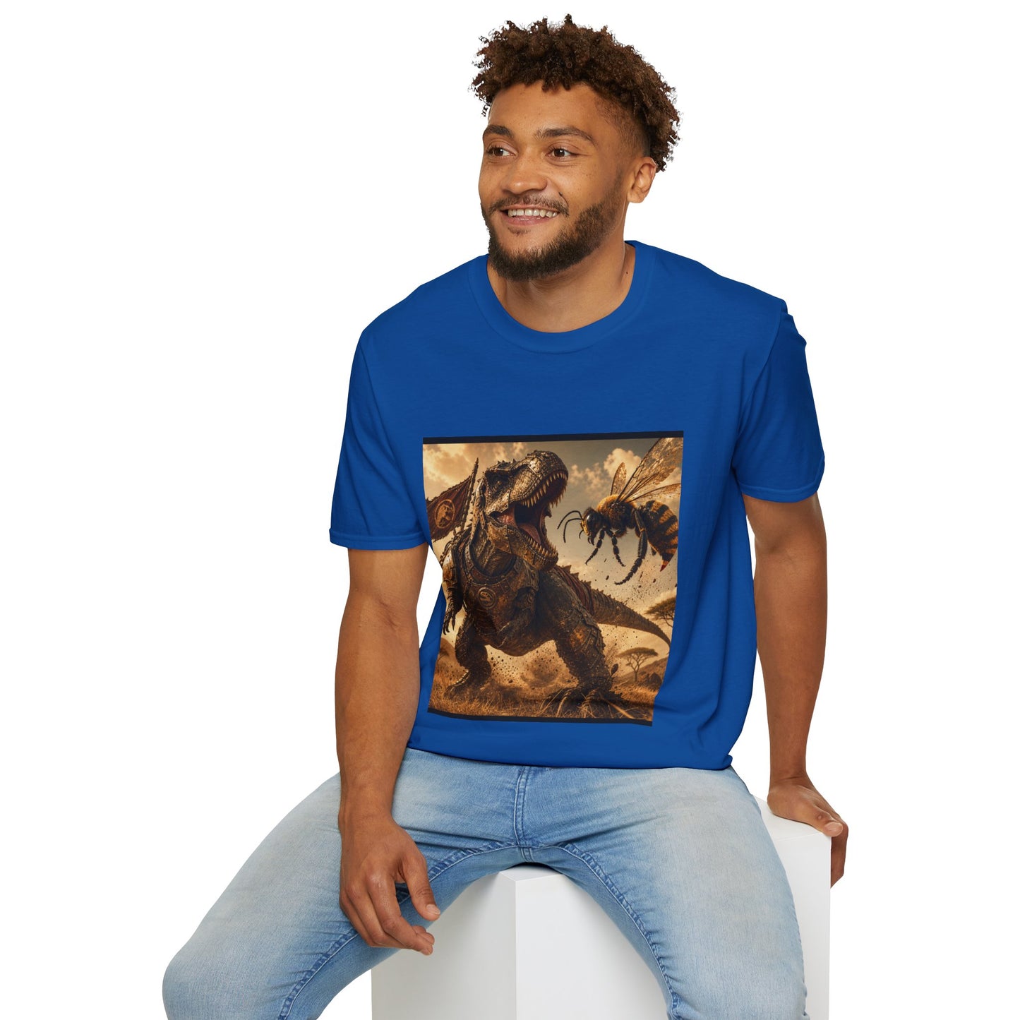 T‑Shirt — Dino vs. Giant Hornet Graphic Tee