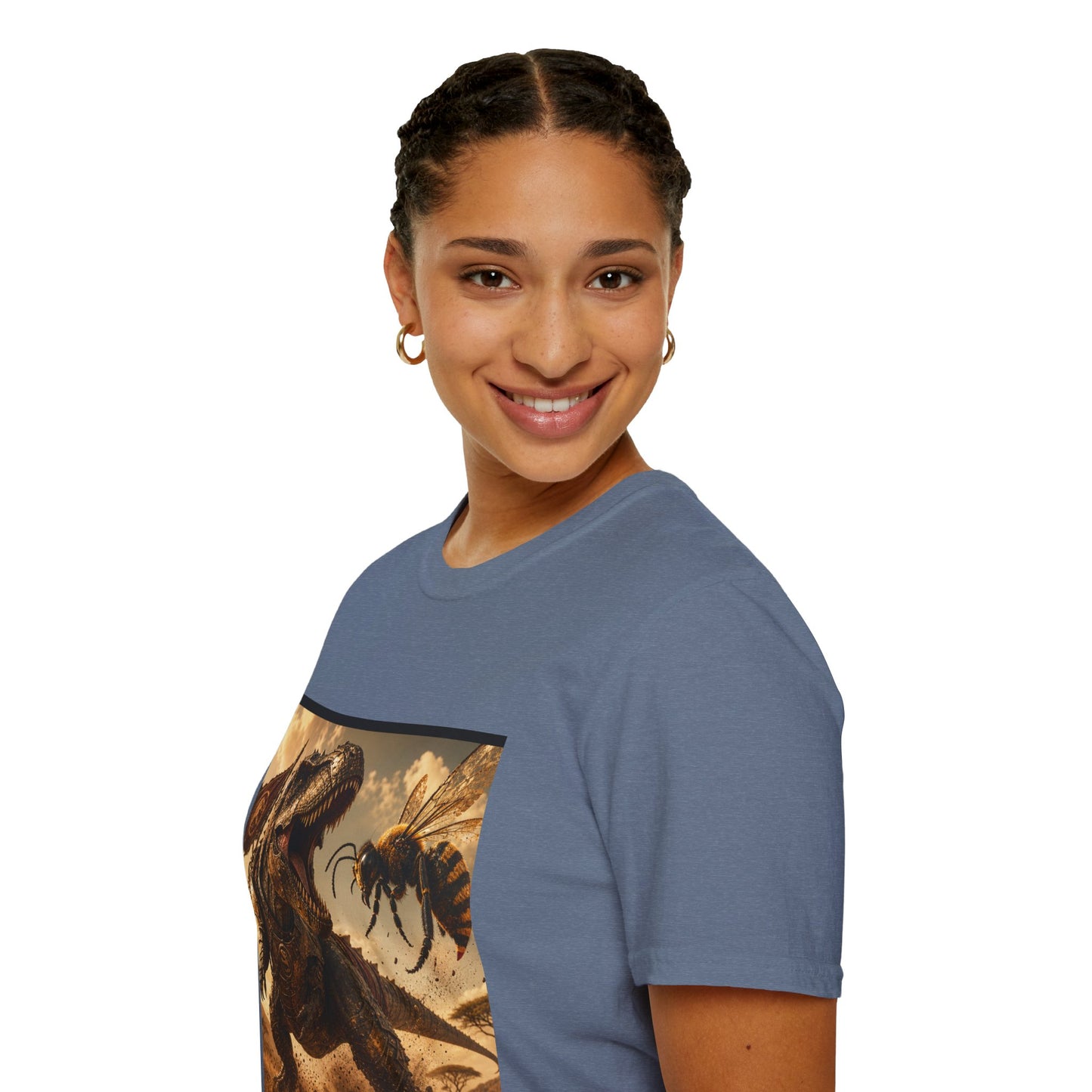 T‑Shirt — Dino vs. Giant Hornet Graphic Tee