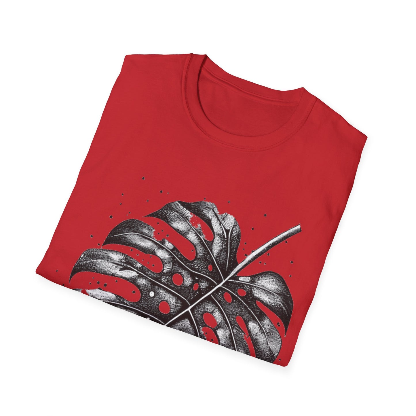 Monstera Leaf Tee — Botanical Black & White Graphic T-Shirt