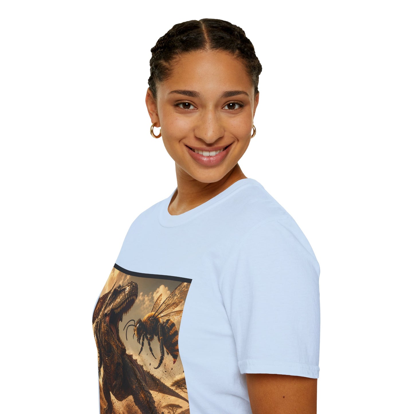 T‑Shirt — Dino vs. Giant Hornet Graphic Tee