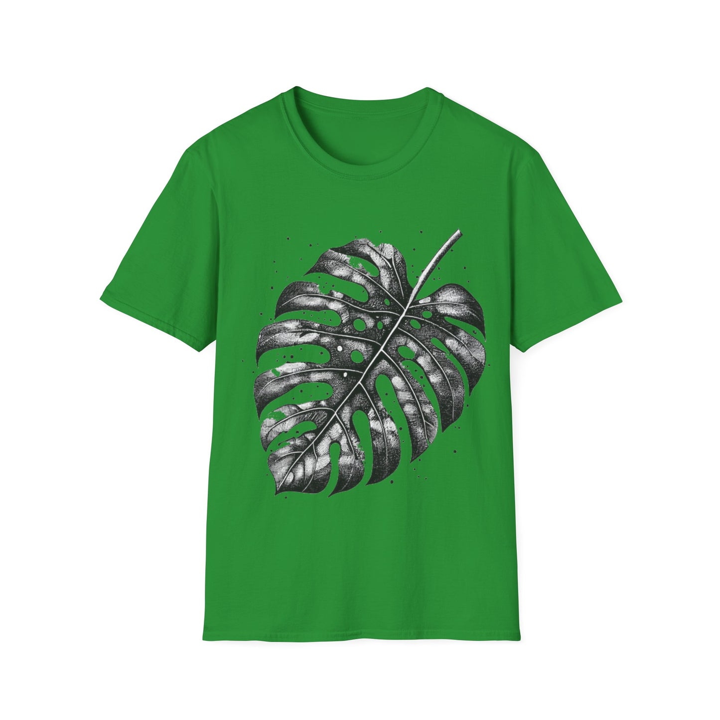 Monstera Leaf Tee — Botanical Black & White Graphic T-Shirt
