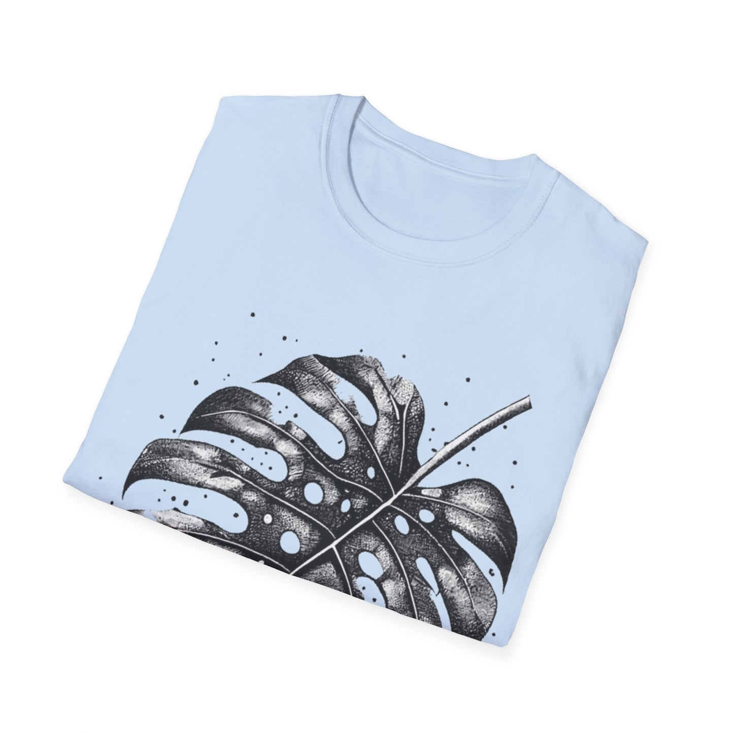 Monstera Leaf Tee — Botanical Black & White Graphic T-Shirt
