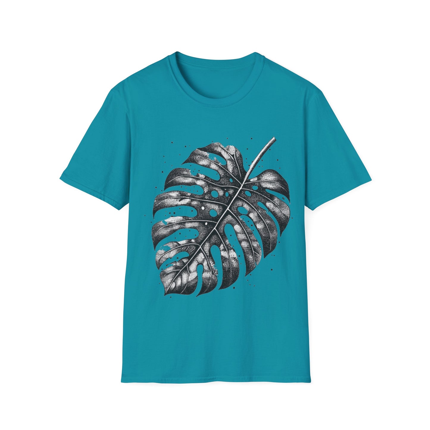 Monstera Leaf Tee — Botanical Black & White Graphic T-Shirt