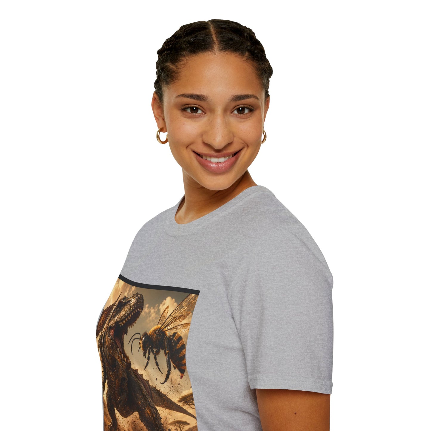 T‑Shirt — Dino vs. Giant Hornet Graphic Tee