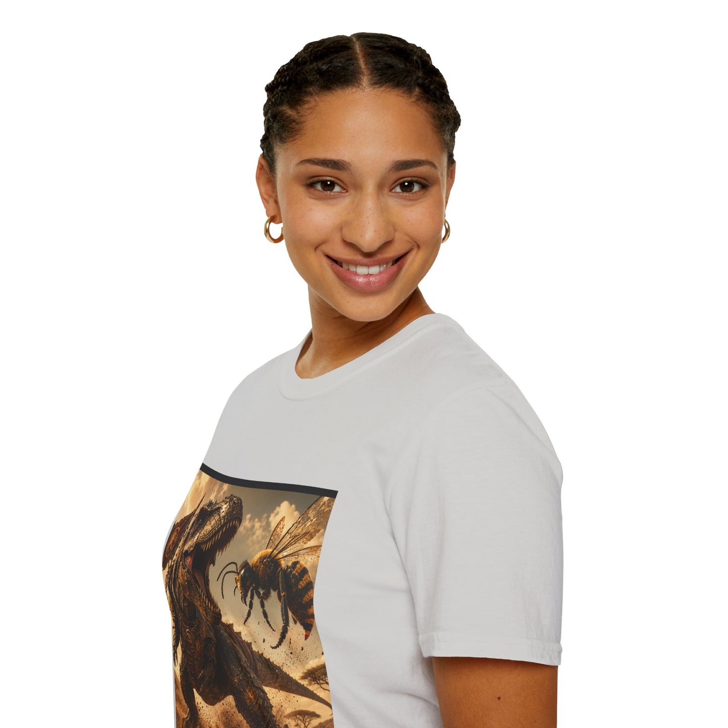 T‑Shirt — Dino vs. Giant Hornet Graphic Tee