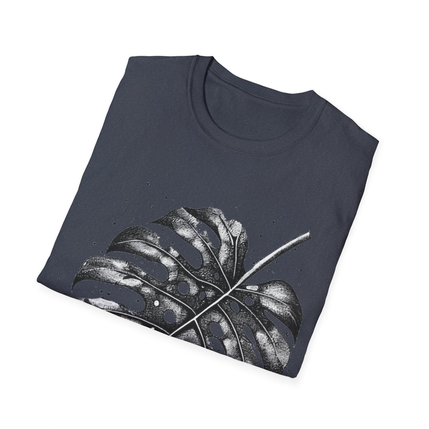 Monstera Leaf Tee — Botanical Black & White Graphic T-Shirt