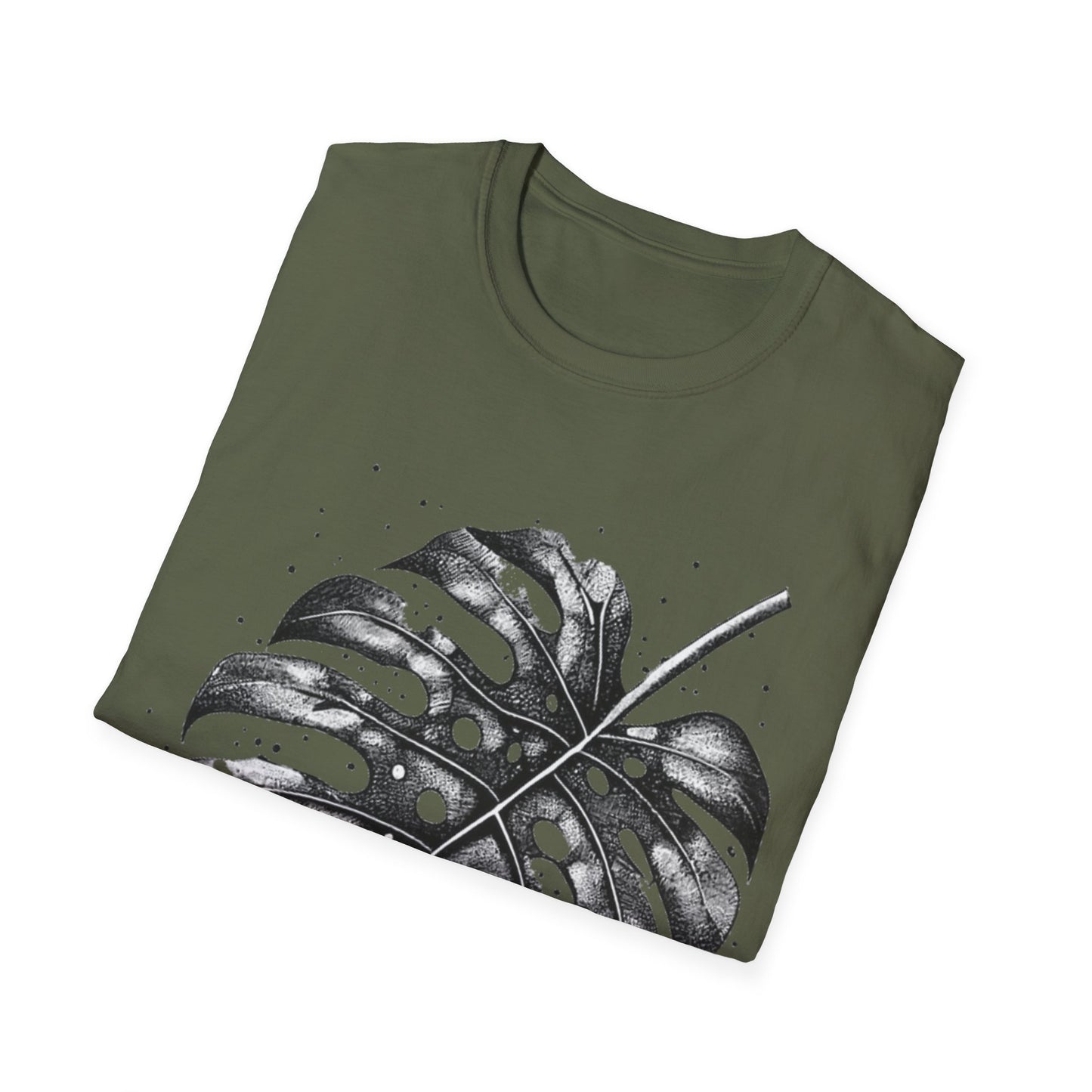 Monstera Leaf Tee — Botanical Black & White Graphic T-Shirt
