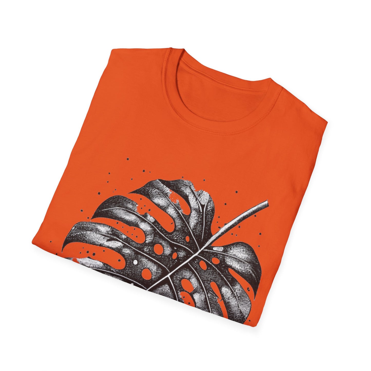 Monstera Leaf Tee — Botanical Black & White Graphic T-Shirt