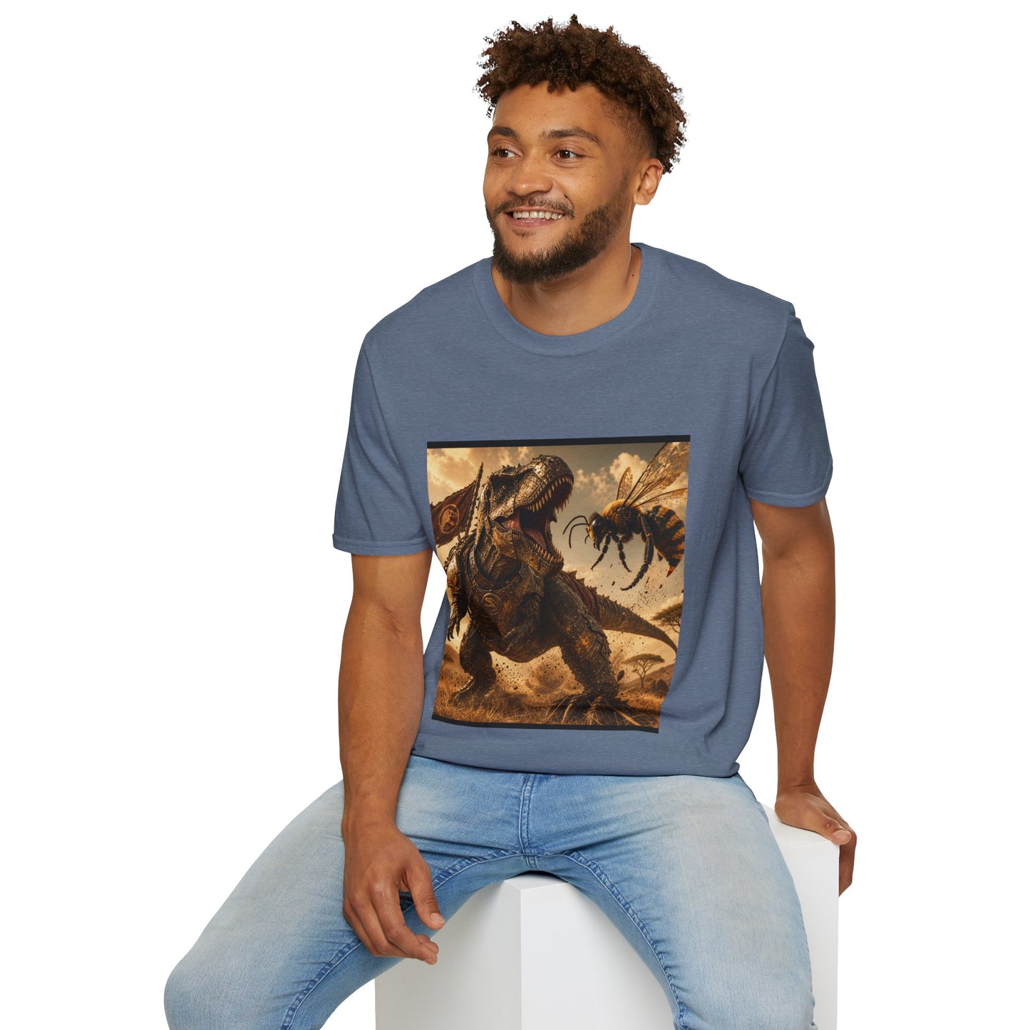 T‑Shirt — Dino vs. Giant Hornet Graphic Tee