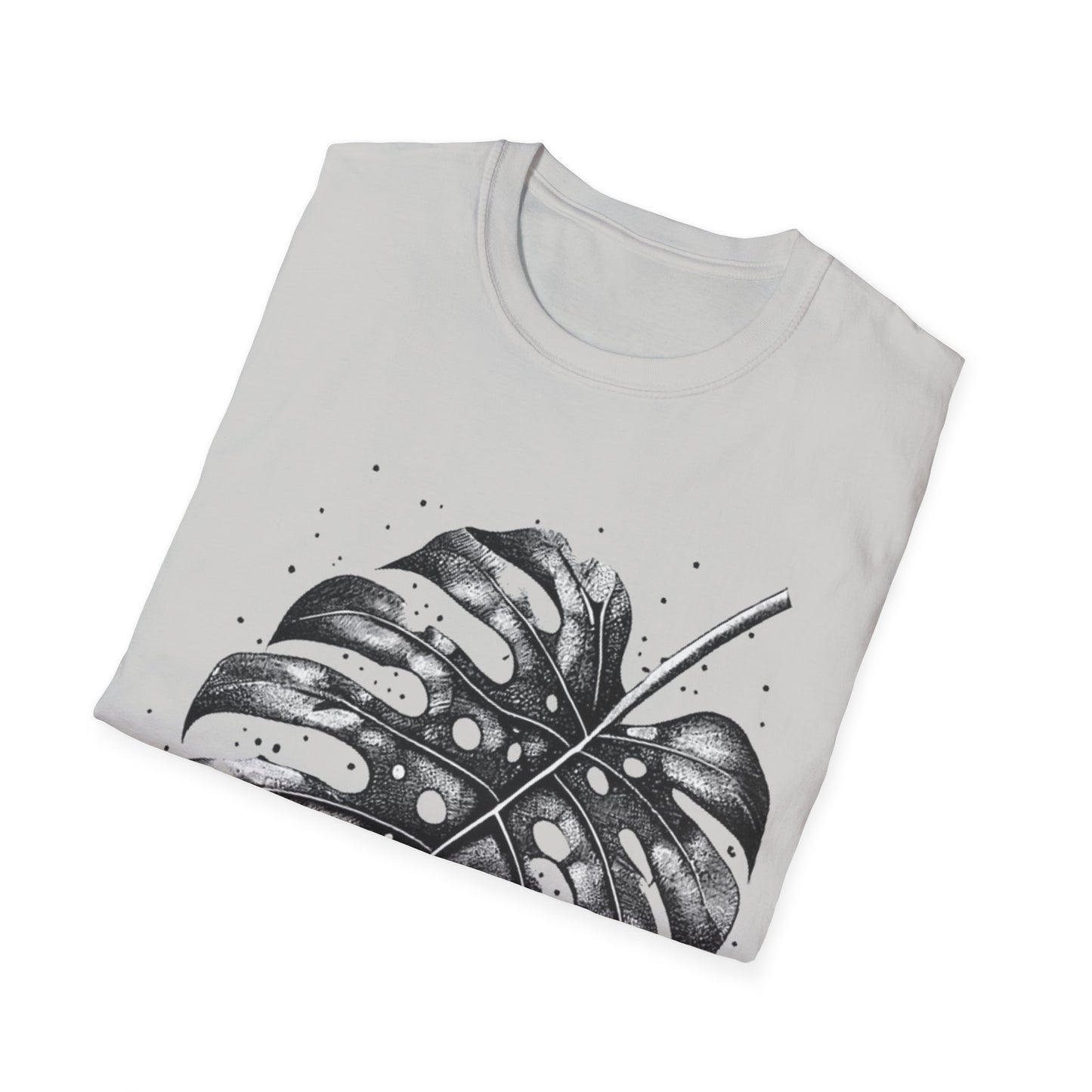 Monstera Leaf Tee — Botanical Black & White Graphic T-Shirt