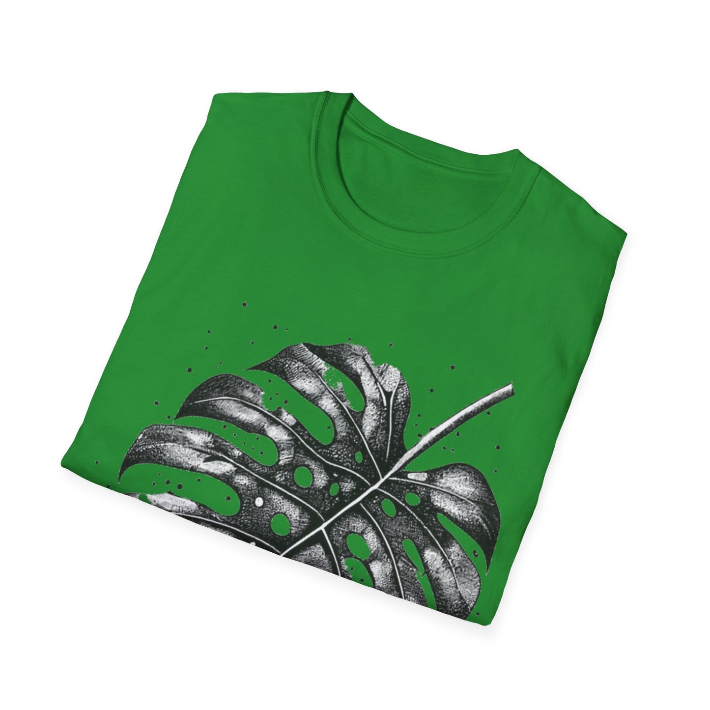 Monstera Leaf Tee — Botanical Black & White Graphic T-Shirt