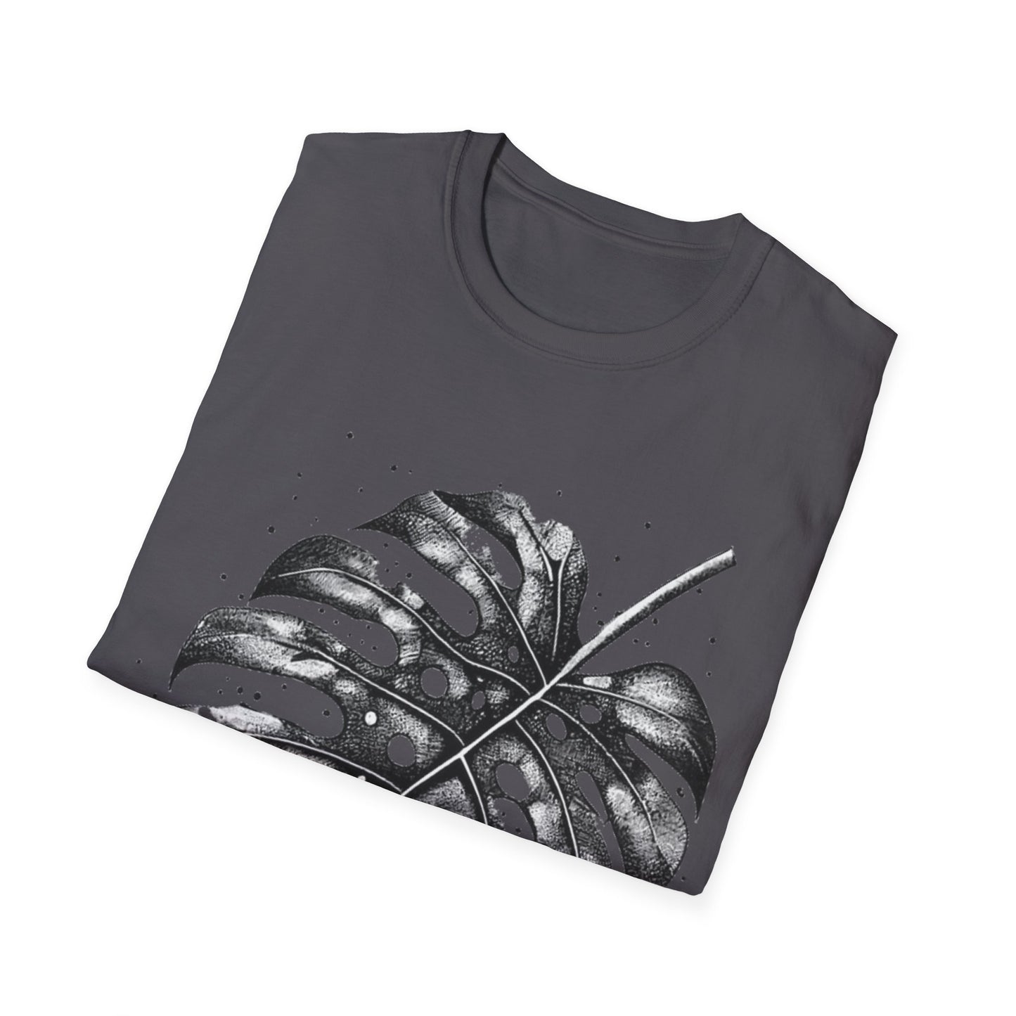 Monstera Leaf Tee — Botanical Black & White Graphic T-Shirt