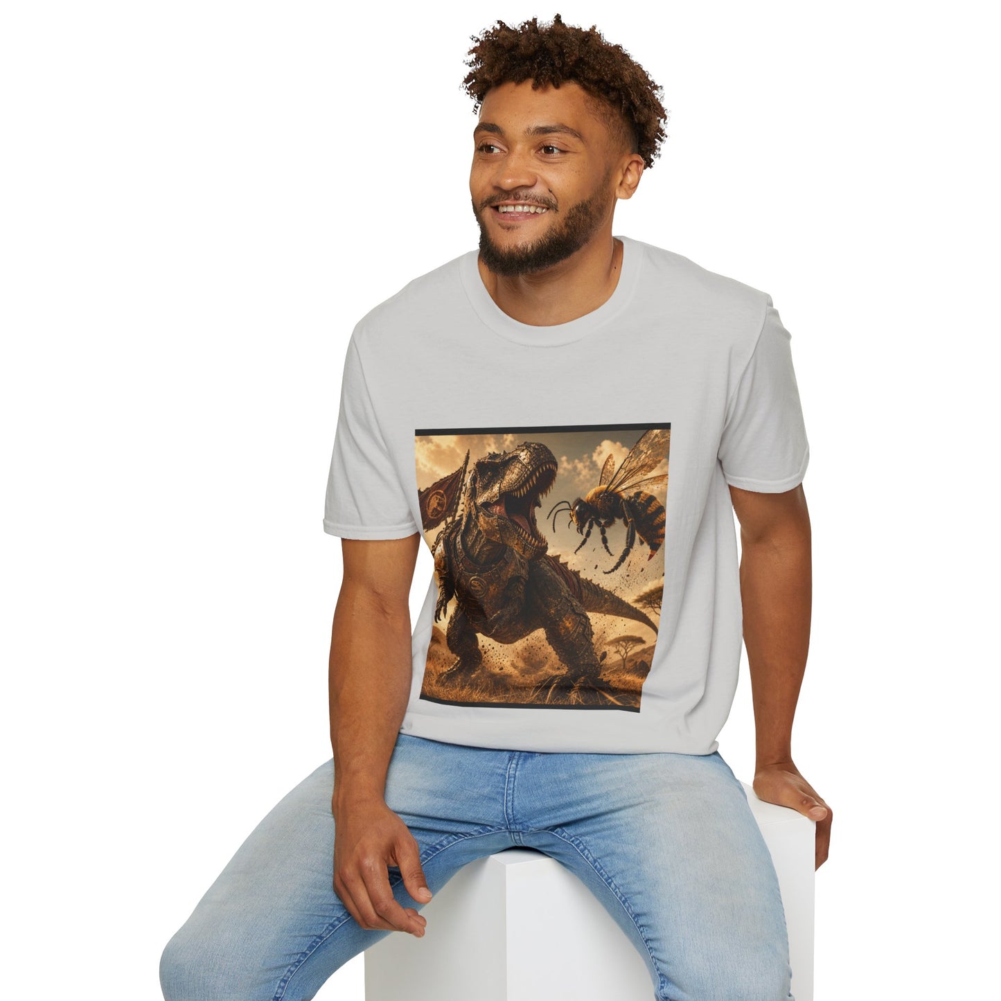 T‑Shirt — Dino vs. Giant Hornet Graphic Tee
