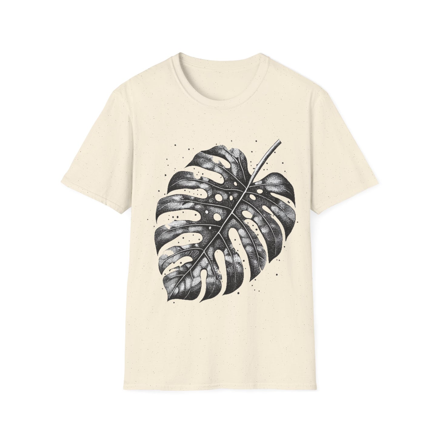 Monstera Leaf Tee — Botanical Black & White Graphic T-Shirt