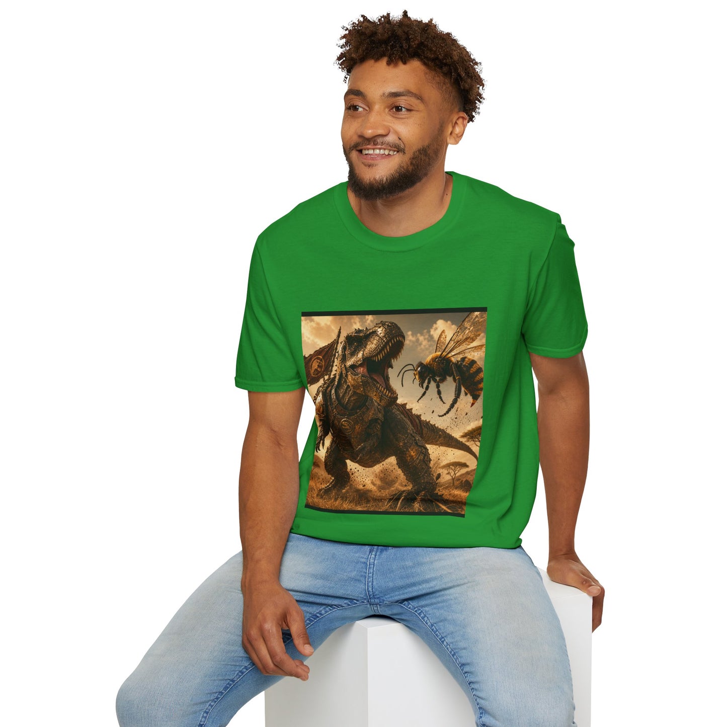 T‑Shirt — Dino vs. Giant Hornet Graphic Tee